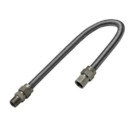 Flextron Gas Line Hose 1/2'' O.D. x 24'' Length 1/2" FIP x MIP Fittings, Stainless Steel Flexible Connector FTGC-SS38-24C